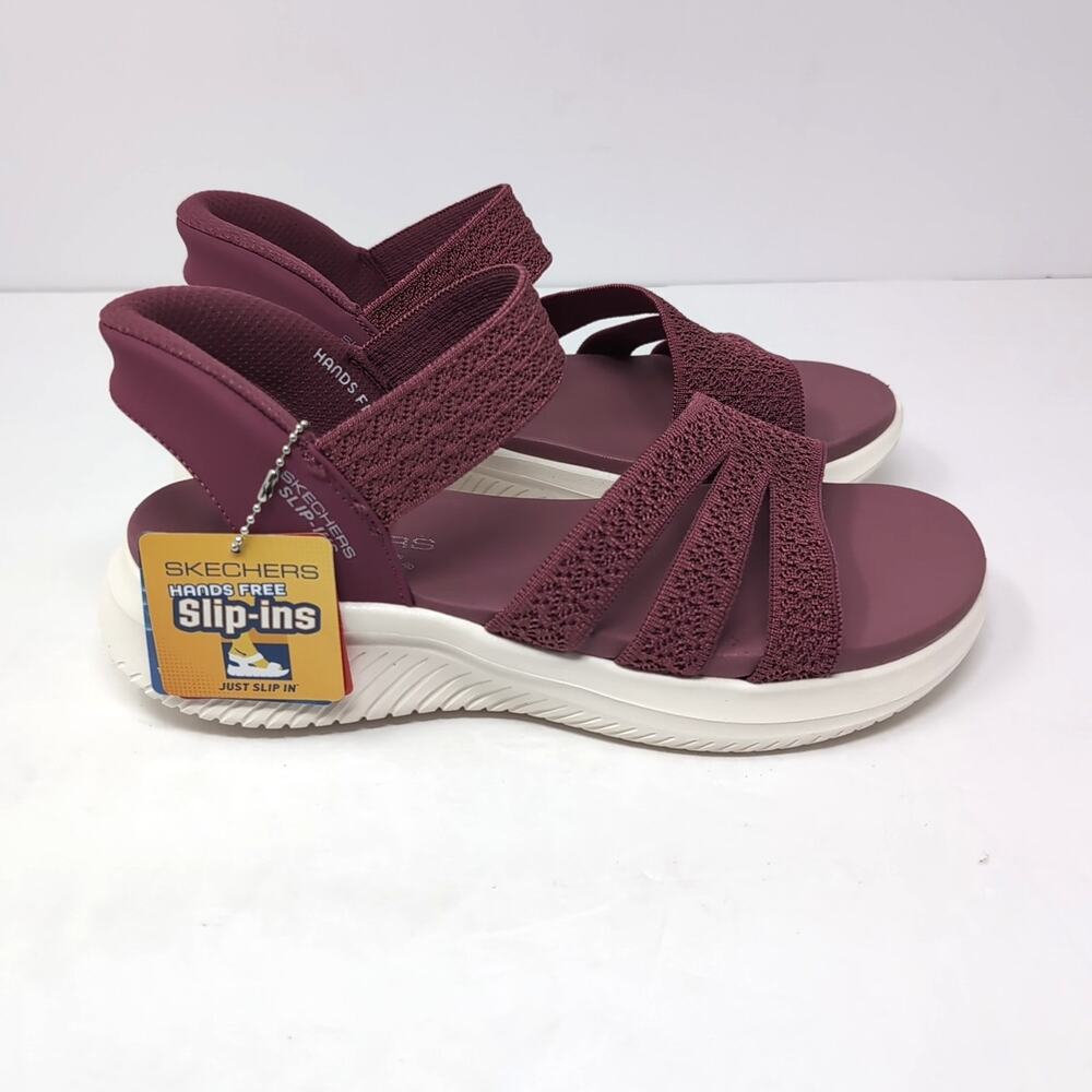 Skechers Hands Free Slip-ins Sandals Womans 8 W Purple Knit‎ Ultra-Flex 3.0 NEW - Picture 2 of 11